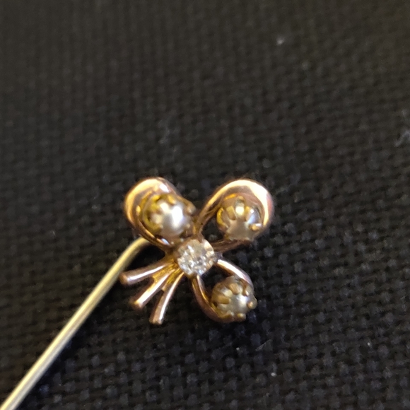 Antique Victorian Cloverleaf Hat /Tie/ Lapel Stick Pin - Picture 5 of 10